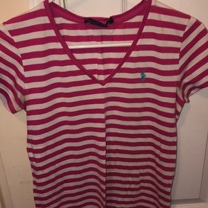 Pink and white striped Ralph Lauren sport tee